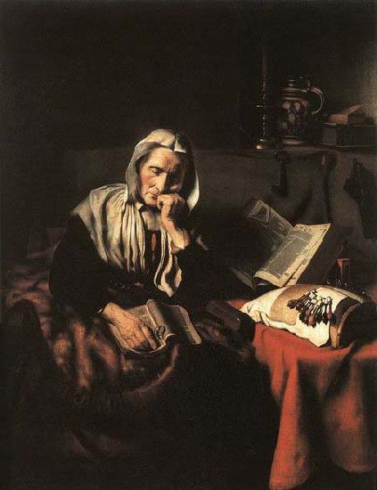 Nicolaes maes Old Woman Dozing oil painting image